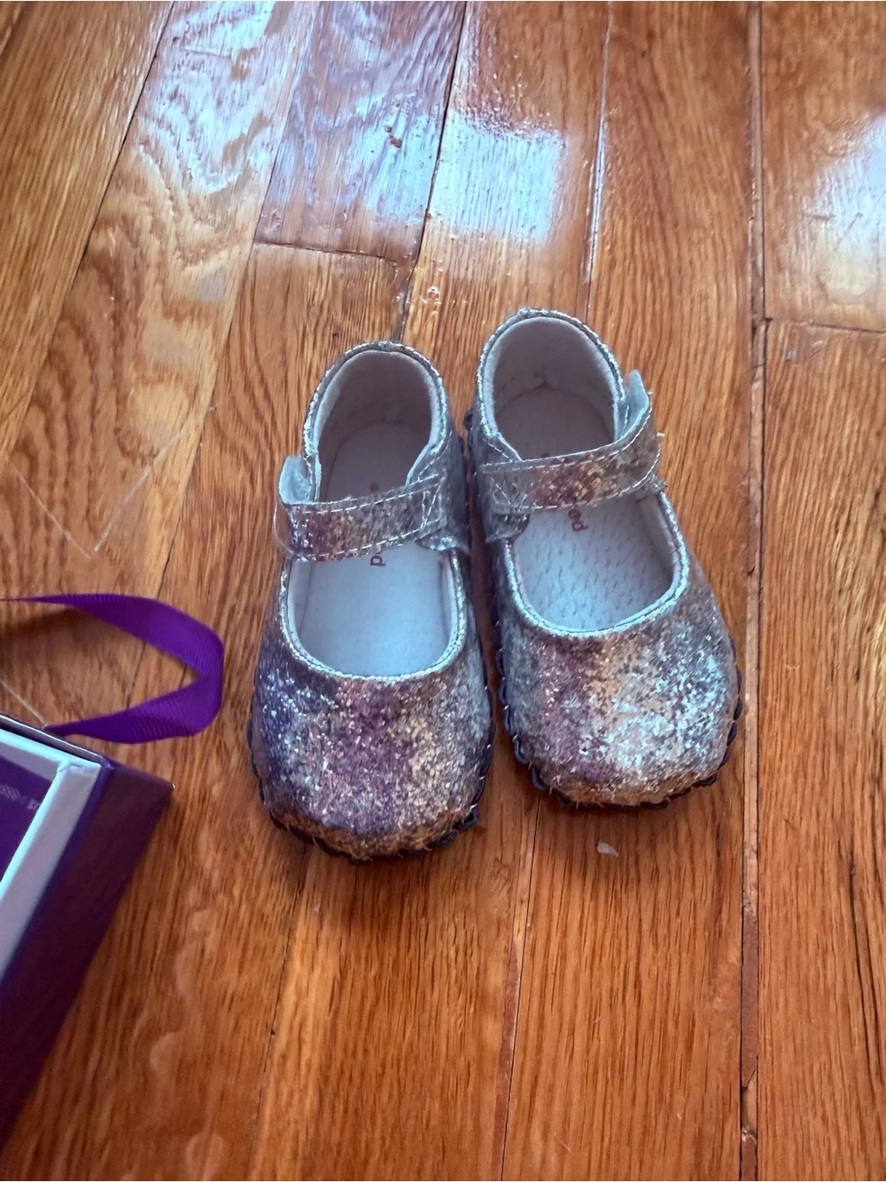 pediped Silver Glitter Mary Jane Toddler Shoes